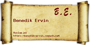 Benedik Ervin névjegykártya